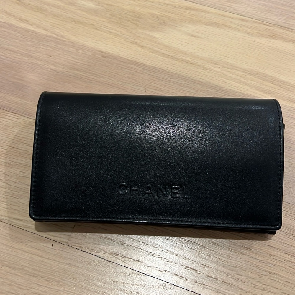 Chanel  Quilted Black Leather Sunglass Case